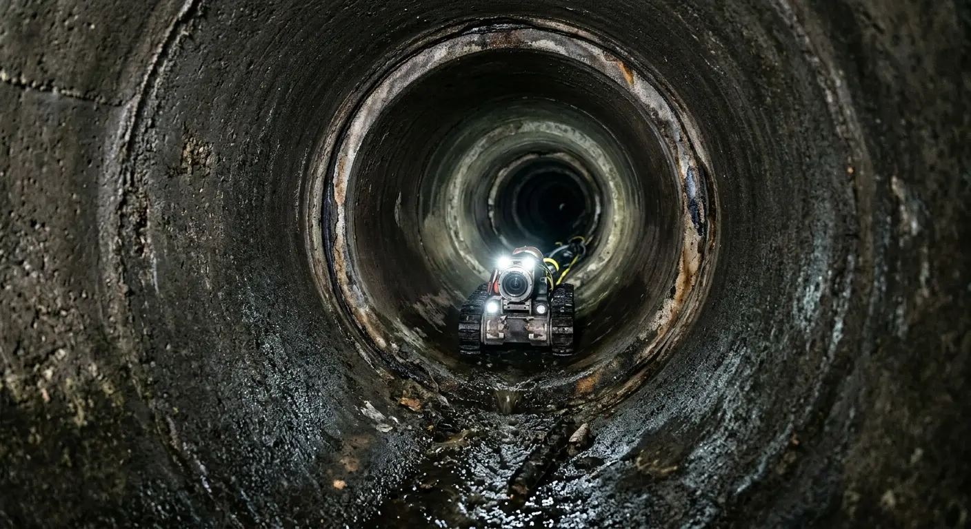 Robotic sewer camera inspecting pipe interior for Sewer Line Repair in Fanwood